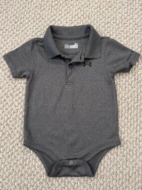 LIKE NEW Under Armour Charcoal Gray Polo Onesie (Size 6-9 months)